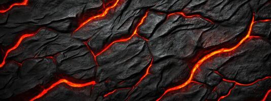 A lava rock with red and black flames photo