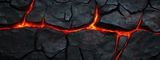 A lava rock with red and orange flames photo