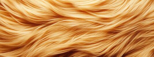 Closeup of a long, wavy, golden hair photo
