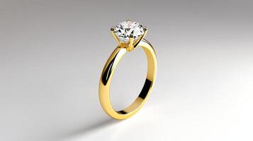 A yellow gold engagement ring with a diamond photo