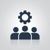 Teamwork management icon, management Icon, and a silver abstract background vector
