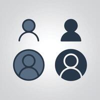 User profile icons, circular avatar symbols, signs, and a silver abstract background vector