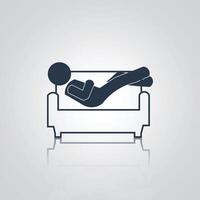 Resting man icon, relaxing on sofa, with a silver background vector