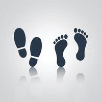 Footprint icon, Forefeet, shoe print, with a silver background vector