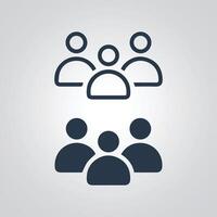 People icon collection, group team icons, signs, and a silver abstract background vector