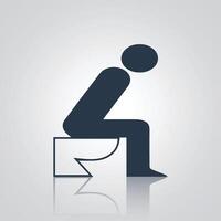Man on toilet icon, Using Toilet Silhouette signs, with a silver abstract background vector