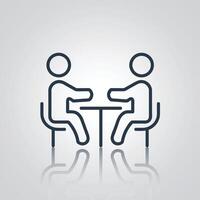 Two people sitting on table icon,People seat at table with a silver background vector