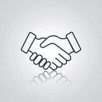 Outlined partnership icons, handshake icon, signs, with a silver background vector