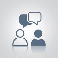Chat speak sign talk icon, signs, and a silver abstract background vector