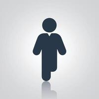Man standing on one foot icon, balancing on one foot, with a silver background vector