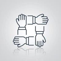 Teamwork icon, humanitarian assistance signs, with a silver abstract background vector