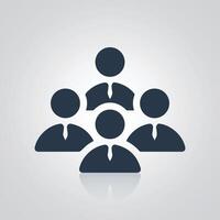 Group team icon, multiple person icons, silver abstract background vector