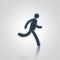Walking person icon, running fast icon, exercise man sign, with a silver background vector