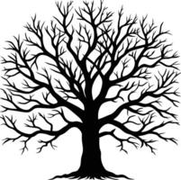 Silhouette of a Leafless Tree with Sprawling Branches Black Illustration on White Background Symbolizing Winter Nature or Halloween Themes 3 vector
