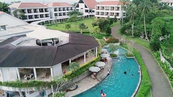 Idyllic Resort Escape, Drone View of Luxury Hotel and Poolside Relaxation video