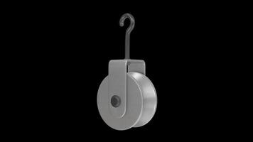 Pulley Block Rotating on a Transparent Background. Seamless Loop. 4K video