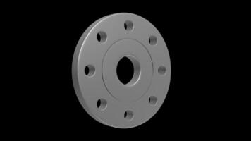 Flat Flange Rotating on a Transparent Background. Seamless Loop. 4K video