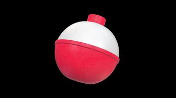Fishing Bobber Rotating on a Transparent Background. Seamless Loop. 4K video