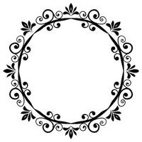 Ornate Circular Frame with Floral Motif Elegant Black and White Design vector