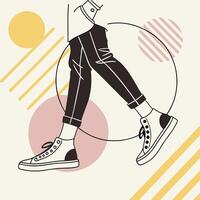 a drawing of a person in sneakers vector