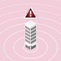 Earthquake Alert Design with Waves and Building vector