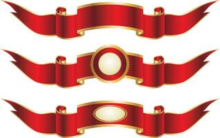 Elegant red and gold award ribbons with blank centers for customization vector