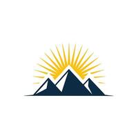 Mountain sunrise logo design. vector