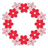 floral wreath with red flowers design. vector