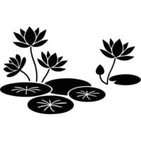 Elegant Black And White Lotus Flowers And Pads Design Element vector
