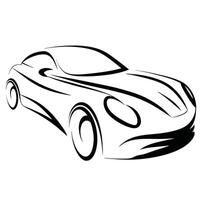 silhouette car icon logo, simple style line art car design. vector