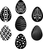 Black and White Decorative Easter Eggs with Abstract Patterns vector