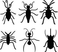 Set of Insect Silhouettes with Bugs and Ants vector