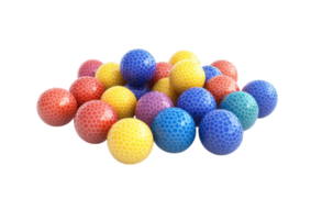 Colorful Rubber Bouncing Balls in a Random Cluster. Isolated on a Transparent Background png