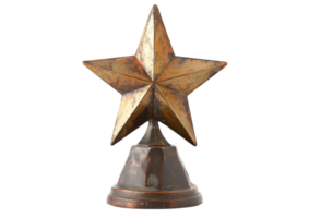 Vintage Bronze Star Trophy with a Rustic Patina. Isolated on a Transparent Background png