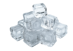 Pile of Clear Ice Cubes with a Chilled and Realistic Look. Isolated on a Transparent Background png
