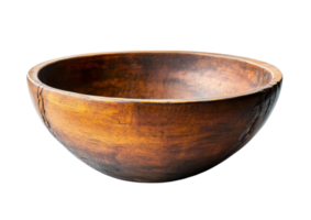Simple Wooden Bowl with a Smooth and Polished Finish. Isolated on a Transparent Background png