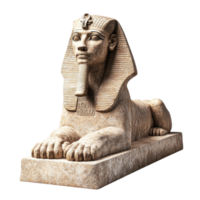 Ancient Stone Sphinx Statue with a Detailed Carving. Isolated on a Transparent Background png