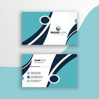 a business card with a blue and white design layout vector