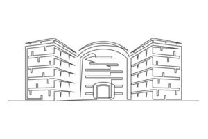 Modern building continuous one line vector