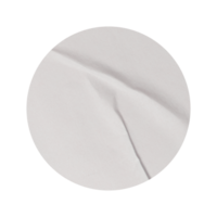 Blank White empty round crumpled paper emblem mockup promotion on sticker cutout isolated label a transparent background Copy space preview tag, label png