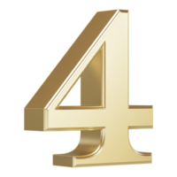 Golden Number 4 - 3D Render png