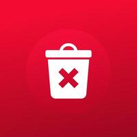 delete icon with a trash bin, pictogram vector
