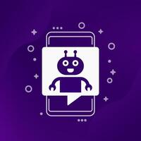 AI Assistant icon with phone and robot vector