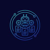 automated document management icon, business automation linear design vector