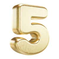 Golden Number 5 - 3D Render png