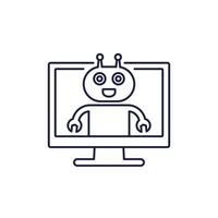 AI Assistant line icon with a robot on white vector