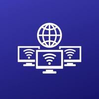 Wi-fi network icon design with computers vector
