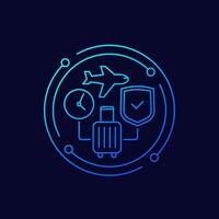 flight delay insurance icon, linear design vector