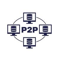 p2p network, peer to peer connection icon on white vector