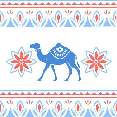 Ethnic arabic seamless border pattern with camel